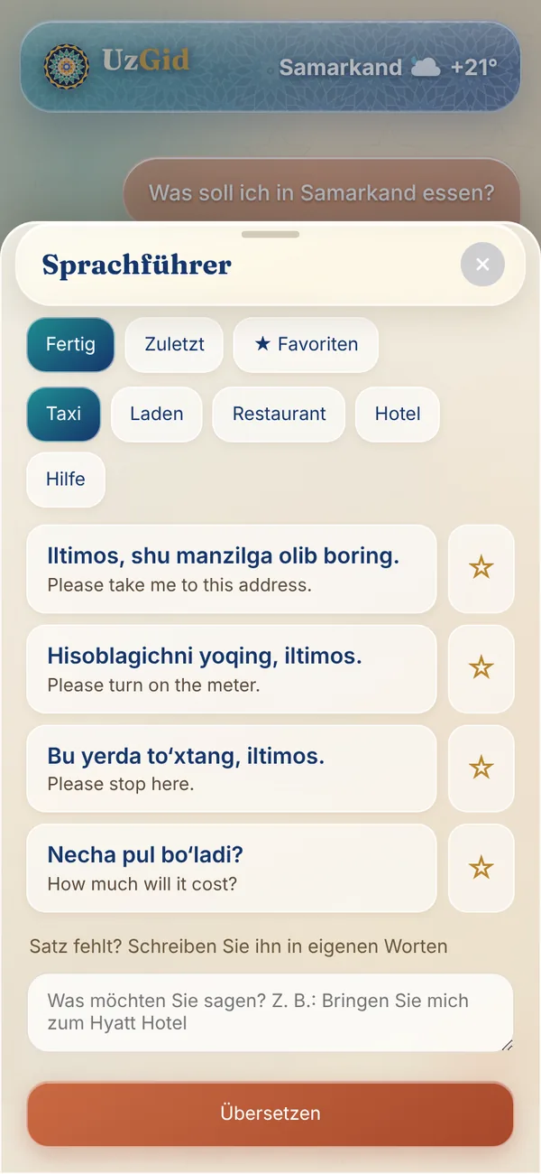 Sätze für unterwegs