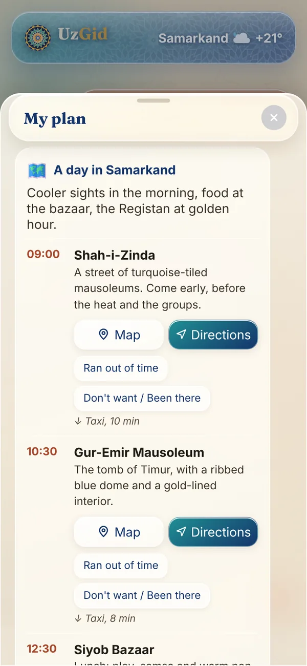 A day plan in one tap